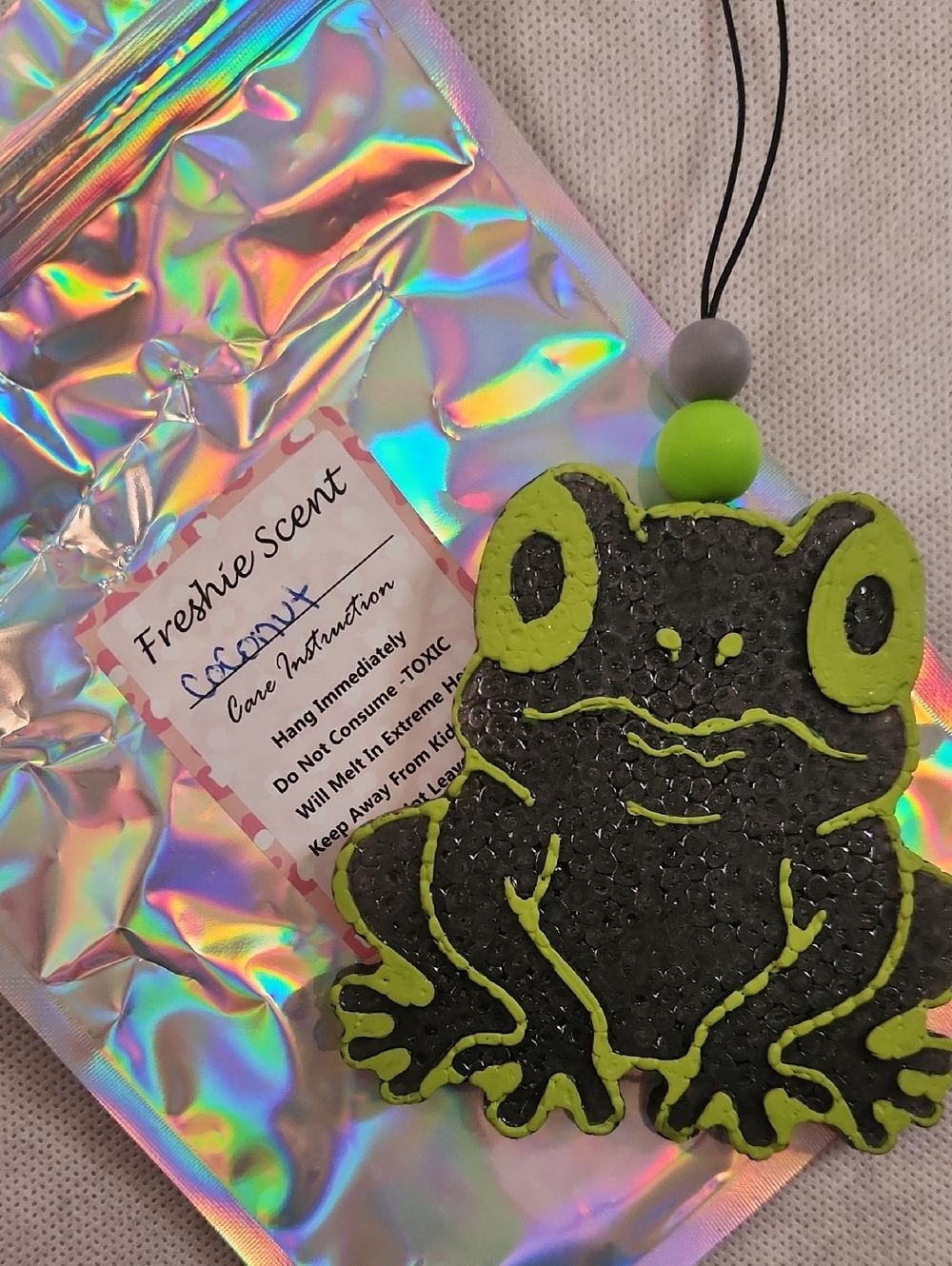 Green & Black Frog Hanging Air Freshener